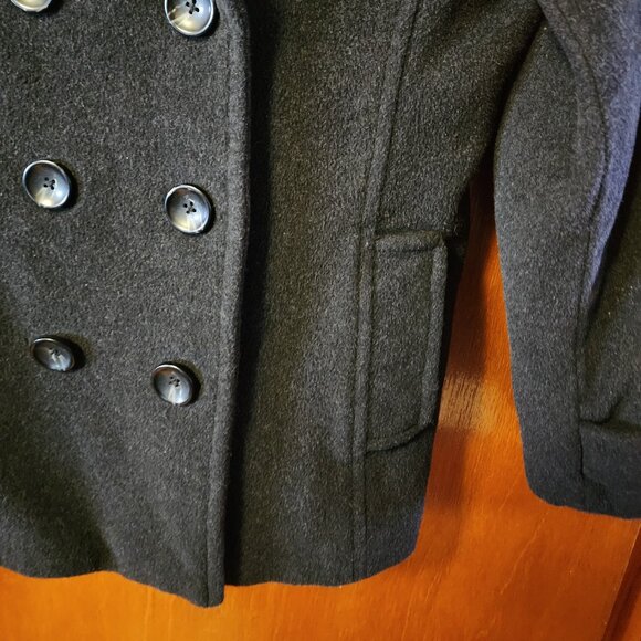 Women's Size 8 Lands' End Black Double Breasted Wool Cashmere Blend Pea Coat - Picture 5 of 10